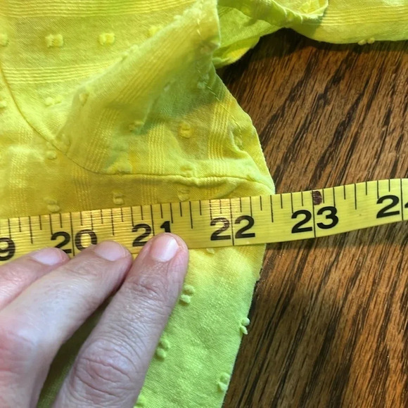 Lane Bryant | neon yellow Swiss dot flutter sleeve top - Picture 5 of 5